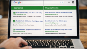 organic vs paid search perth results shown on Google search page
