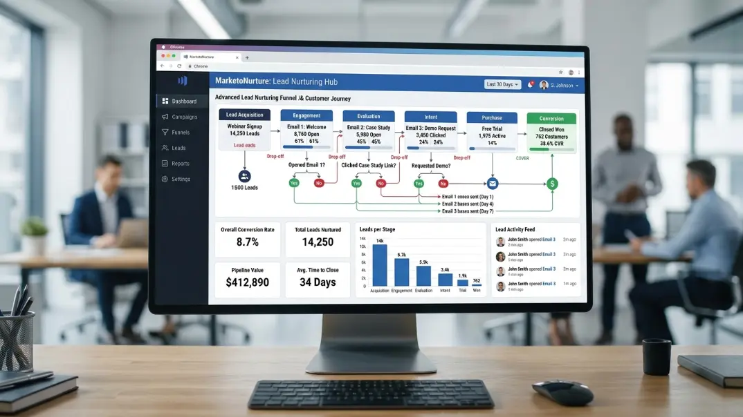 Automated lead nurturing funnel for SME marketing campaigns.