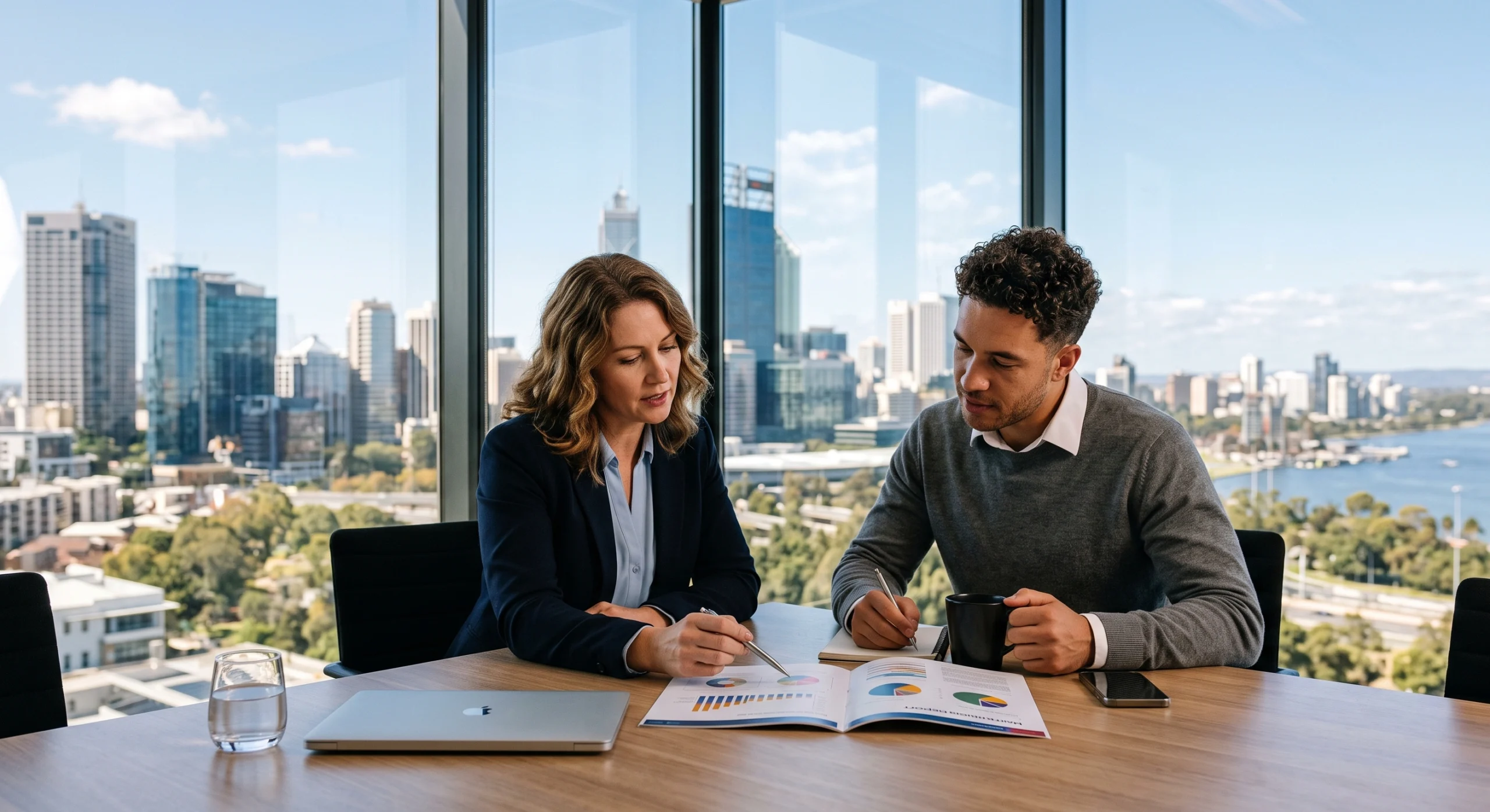 Marketing agency Perth team reviewing client performance report