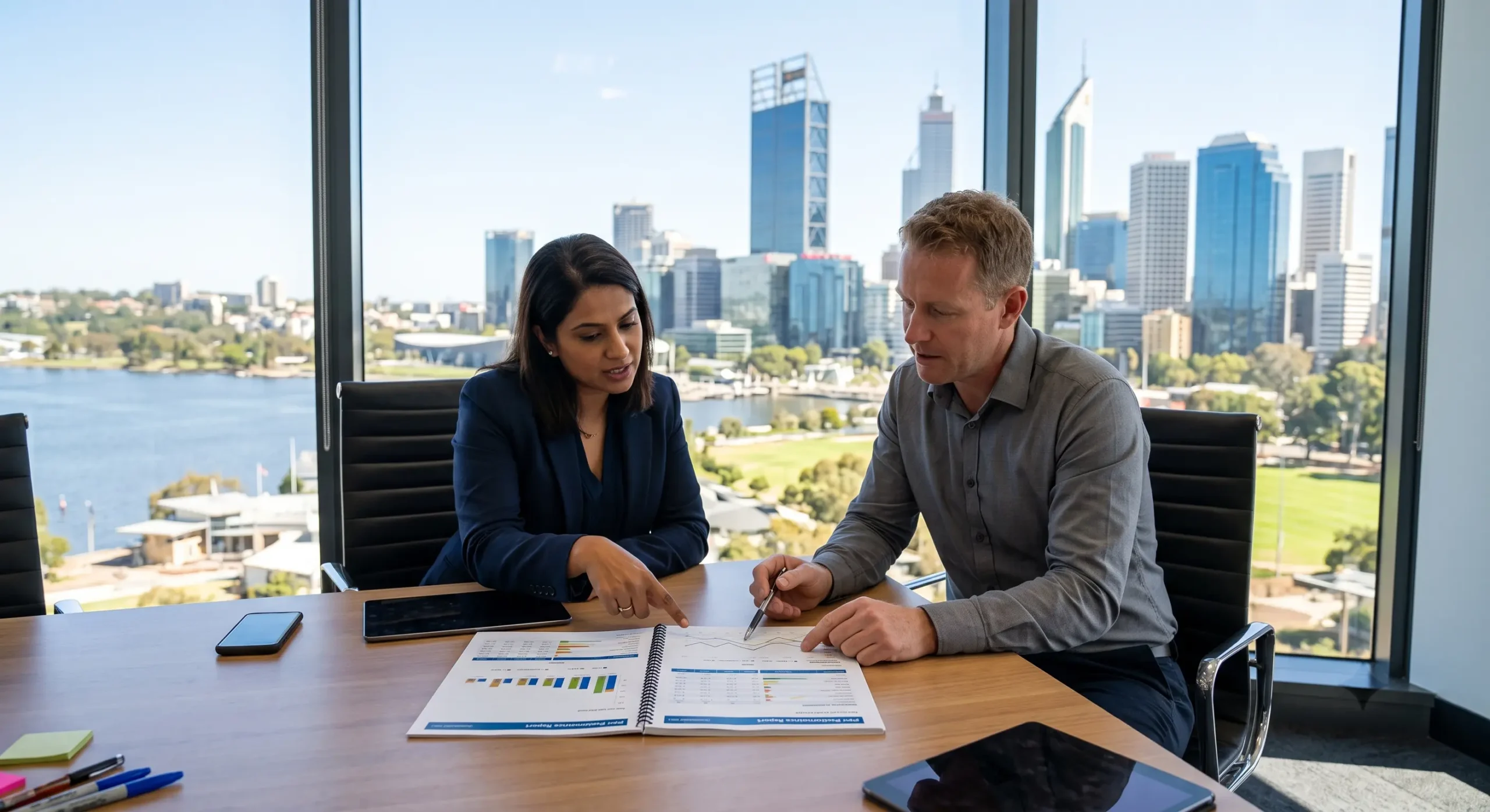 Google Ads agency Perth team discussing PPC strategy with client