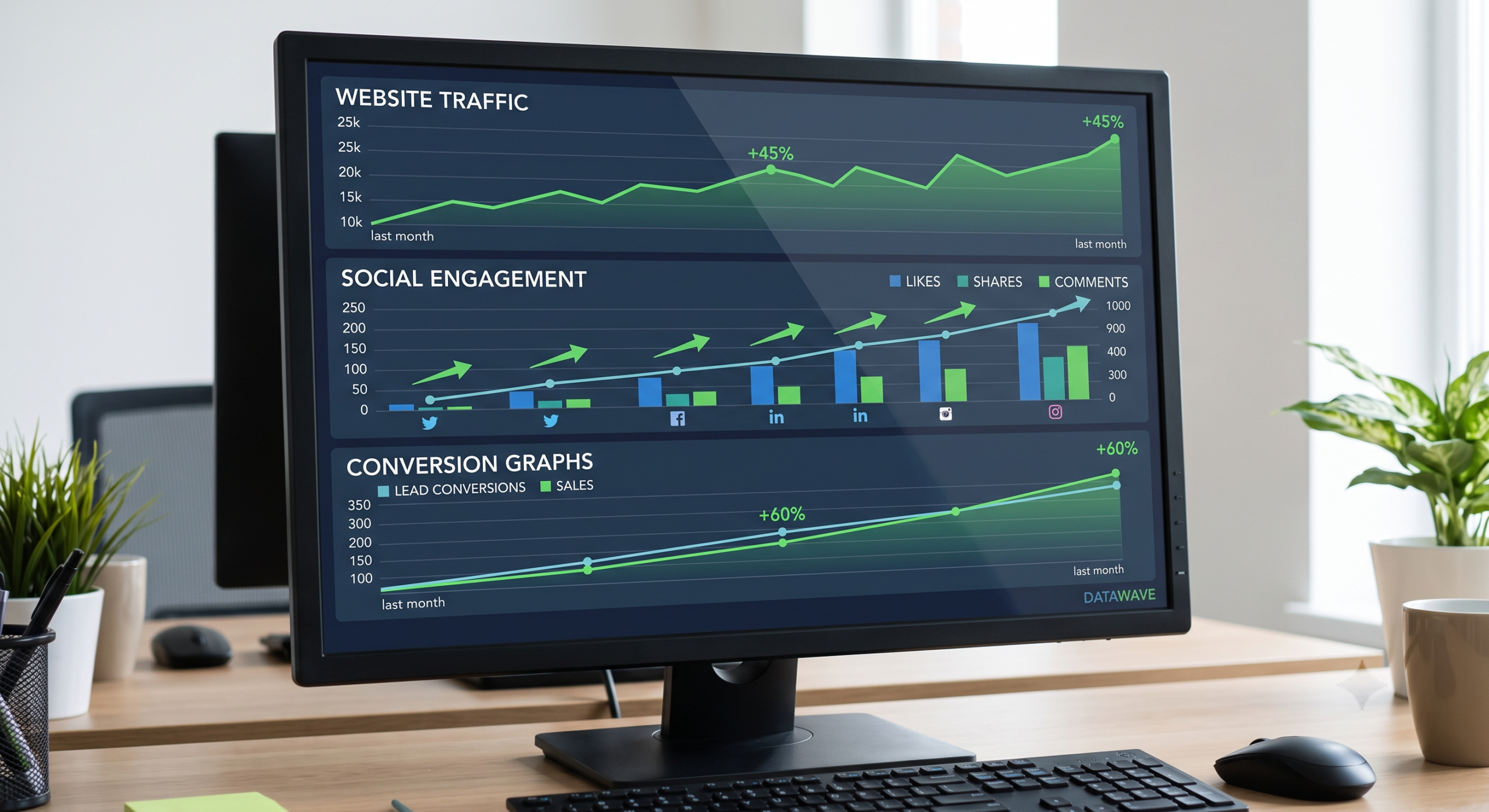 Online marketing agency Perth dashboard showing campaign growth